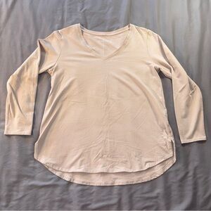 Soft Surroundings Womens Medium Nude Basic Pima Cotton Long Sleeve Shirt Classic